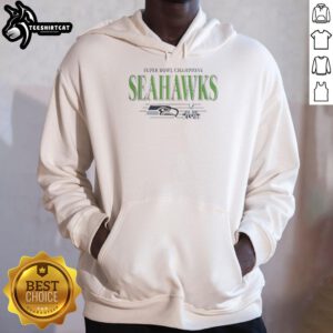 Alt Text: Premium Seattle Seahawks Super Bowl Champions XLVIII trophy vintage hoodie, featuring team colors and logo design.