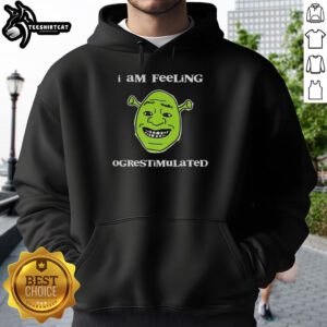 Premium Shrek I Am Feeling Ogrestimulated Hoodie in vibrant green, featuring iconic Shrek graphics and cozy design.