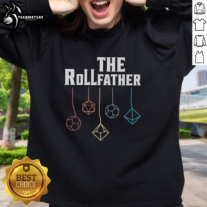 Alt Text: Premium The Rollfather Dodecahedron Icosahedron Sweatshirt featuring vibrant geometric designs, perfect for casual wear.
