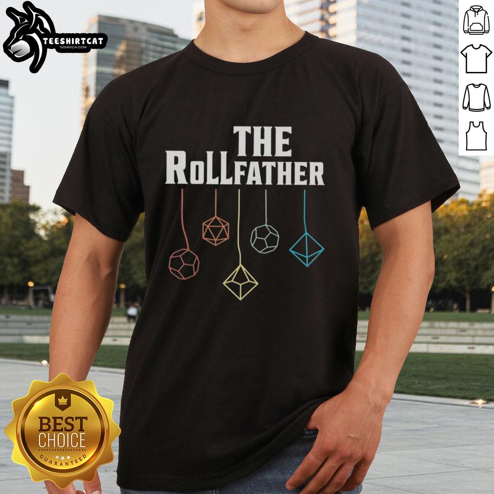 Premium The Rollfather Dodecahedron Icosahedron T-Shirt featuring a unique geometric design and vibrant colors.