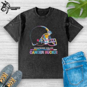 Cleveland Browns Football t-shirt in washed colors featuring 'Cancer Sucks' logo, perfect for fans and awareness.
