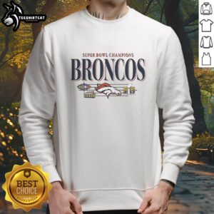 Alt Text: Vintage Denver Broncos Super Bowl Champions XXXII XXXIII sweatshirt featuring vibrant team colors and logo design.