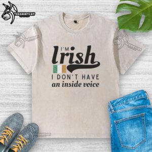 Pretty I'm Irish I Don't Have an Inside Voice t-shirt with Republic of Ireland flag design, perfect for proud Irish fans.