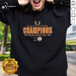 Alt Text: Miami Hurricanes 2026 CFP Semifinal Fiesta Bowl Champions sweatshirt in vibrant colors, perfect for fans.