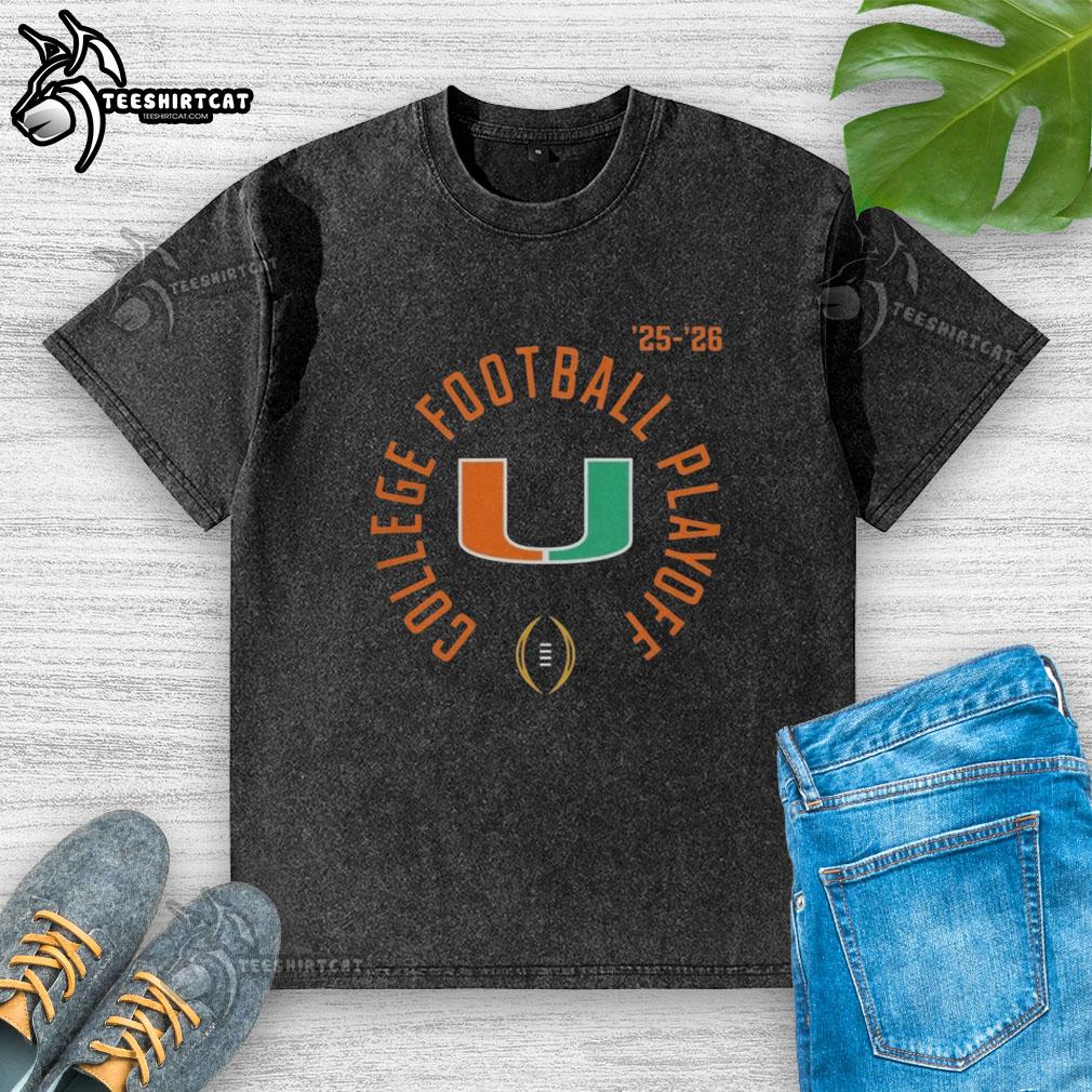 Alt Text: Stylish Miami Hurricanes college football playoff bound 2025-2026 season washed t-shirt in vibrant colors.