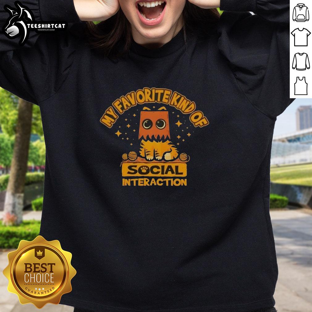 Alt Text: Cozy sweatshirt featuring a cat box design, perfect for cat lovers seeking comfy and cute apparel for social interactions.