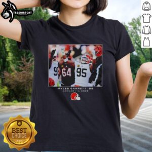 Top Cleveland Browns Myles Garrett NFL Flash Features Week 18 Big Tall Ladies Tee in vibrant team colors.