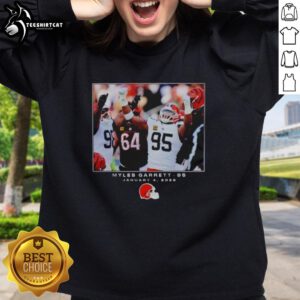 Alt Text: Top Cleveland Browns Myles Garrett NFL sweatshirt for Week 18, featuring a big and tall fit design.