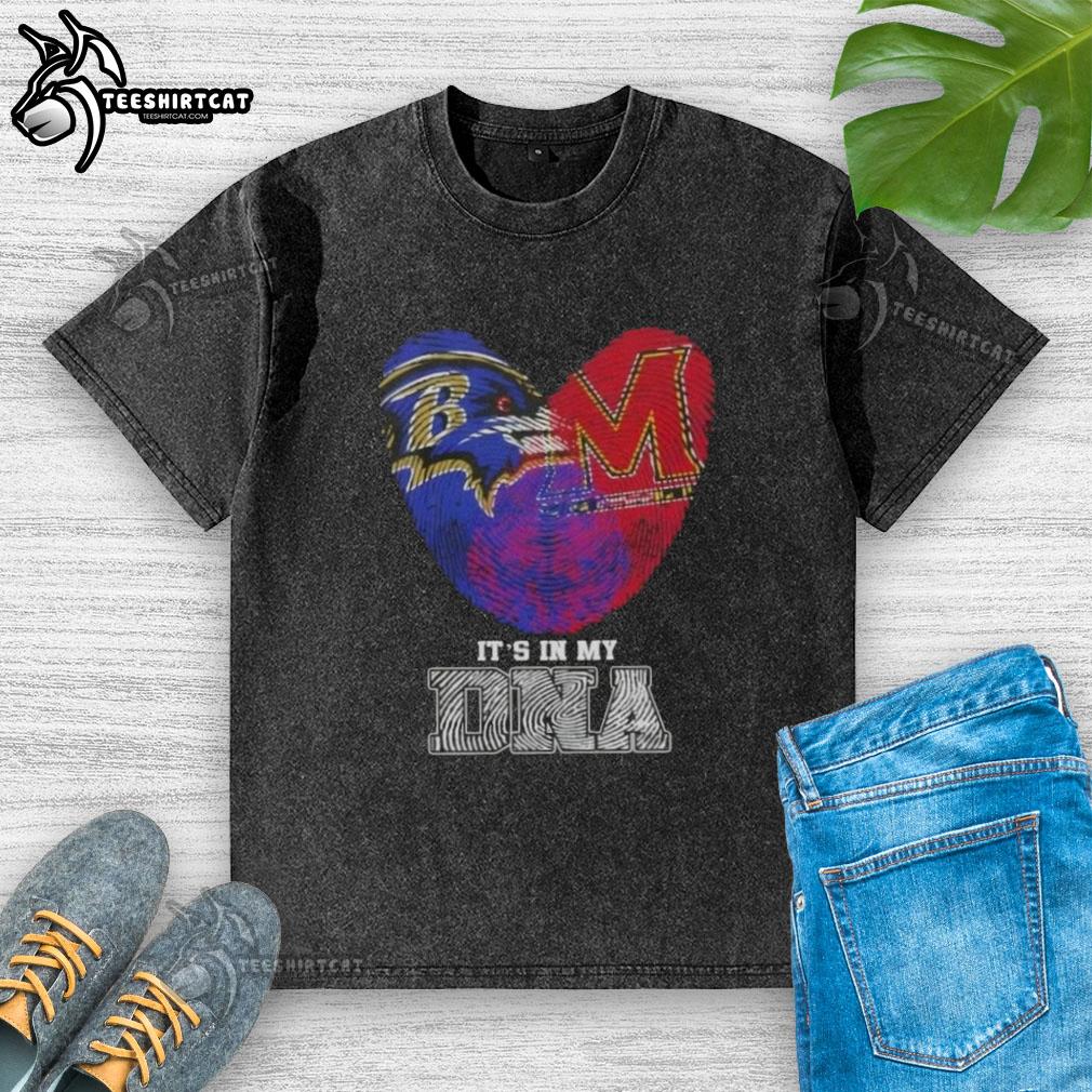 Top Fingerprints Baltimore Ravens x Maryland Terrapins 'It's In My DNA' washed t-shirt showcasing team spirit and style.
