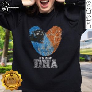 Top Fingerprints Carolina Panthers X Clemson Tigers sweatshirt with 'It's In My DNA' design, perfect for fans.