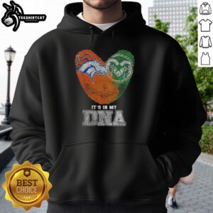 Denver Broncos X Colorado State Rams hoodie featuring 'It's In My DNA' design with unique fingerprints.