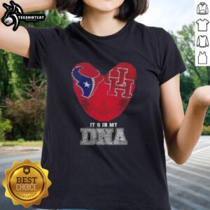 Top Fingerprints Houston Texans X Houston Cougars Its In My DNA Ladies Tee showcasing team pride and stylish design.