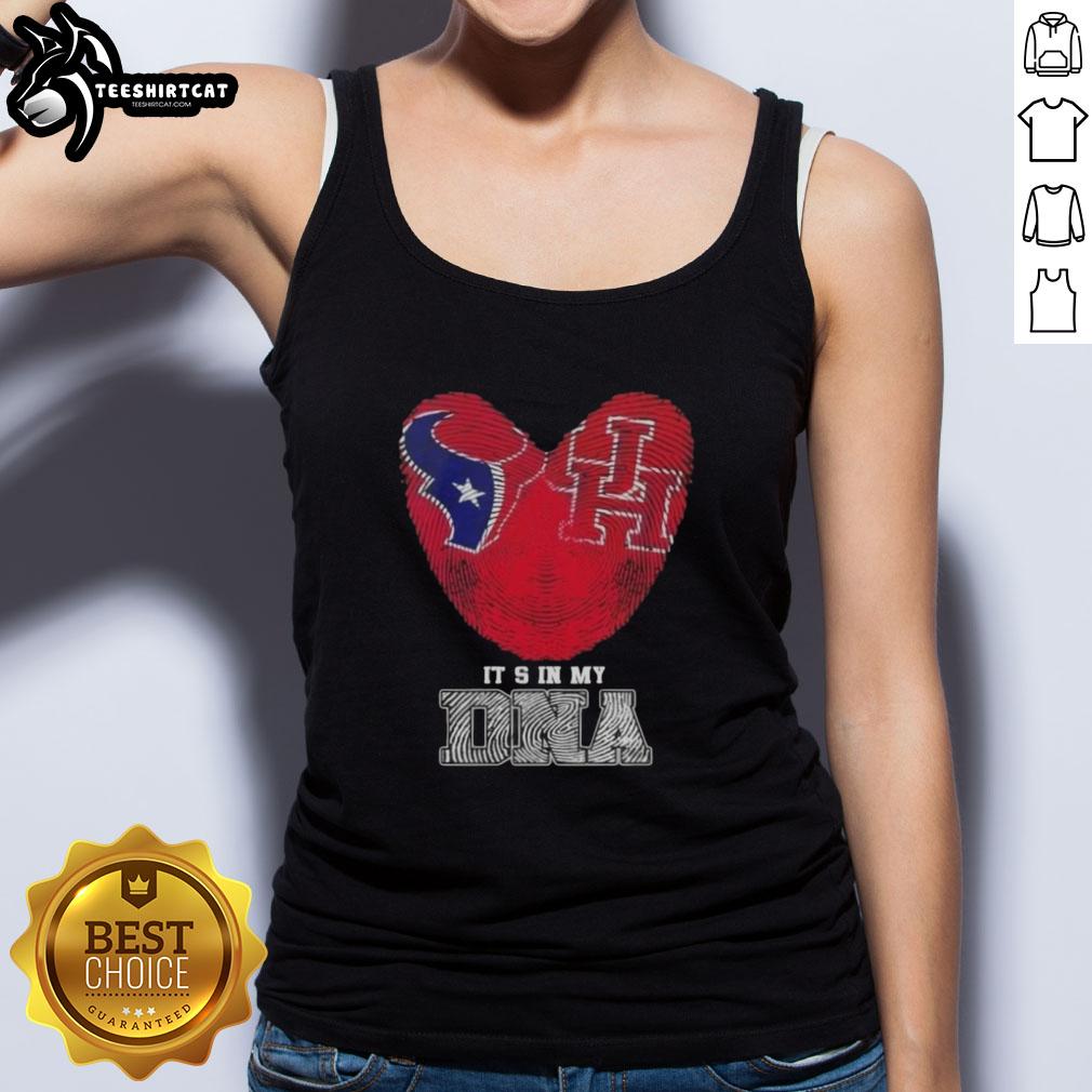 Stylish tank top featuring 'It's In My DNA' design for Houston Texans and Cougars fans, perfect for game day.