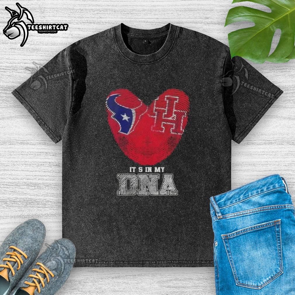 Top Fingerprints Houston Texans X Houston Cougars 'It's In My DNA' washed t-shirt showcasing team spirit and style.