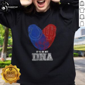 Top Fingerprints sweatshirt featuring Indianapolis Colts and Indiana Hoosiers - Its In My DNA design.