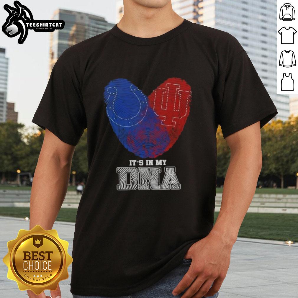Top Fingerprints Indianapolis Colts X Indiana Hoosiers ItS In My DNA T-Shirt showcasing team pride and unique design.