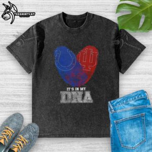 Top Fingerprints Indianapolis Colts x Indiana Hoosiers It's in My DNA washed t-shirt showcasing team spirit and style.