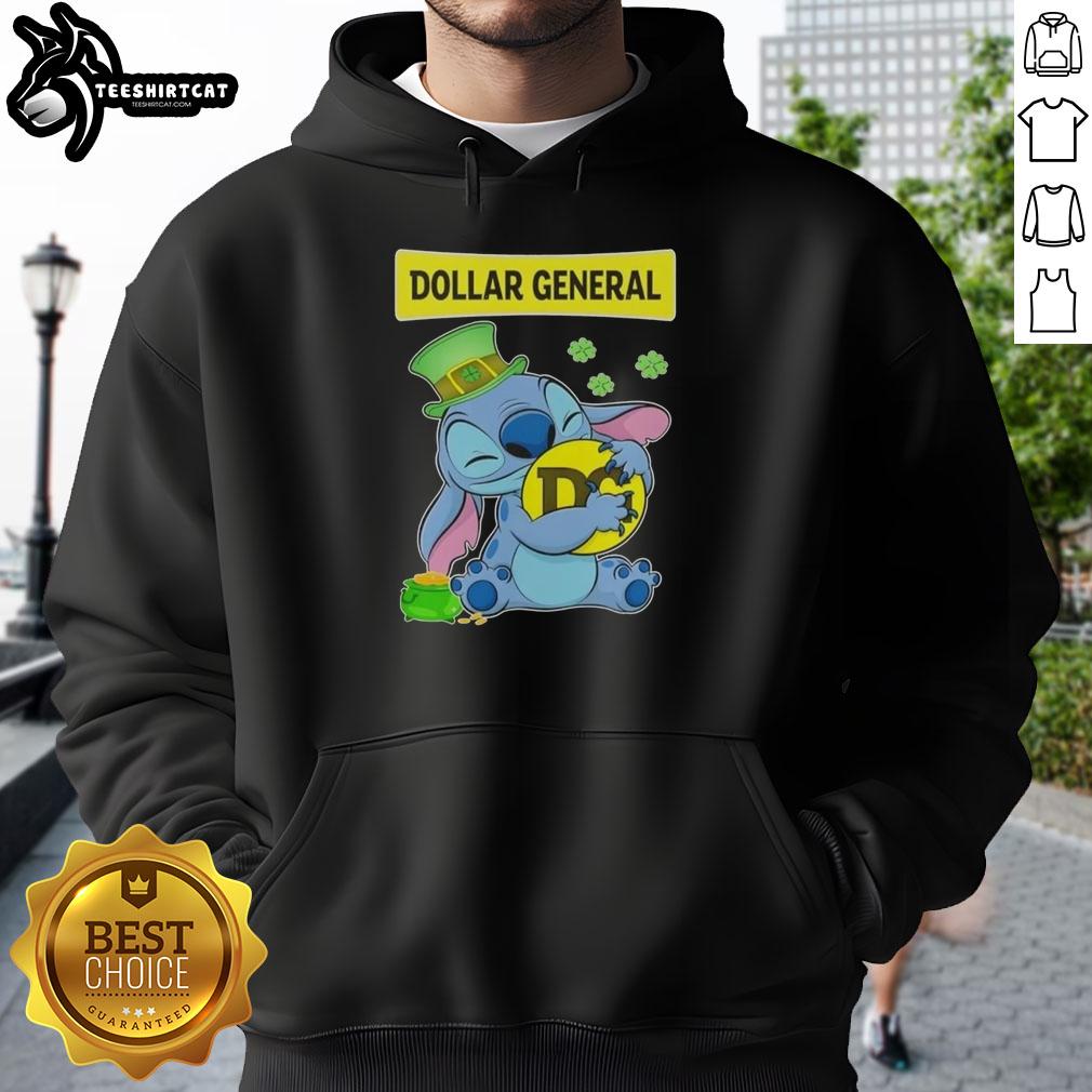 Good Stitch St. Patrick's Day hoodie featuring Dollar General logo, perfect for festive celebrations.