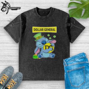 Good Stitch St. Patrick's Day Hug Dollar General Logo washed t-shirt in vibrant green, perfect for festive celebrations.