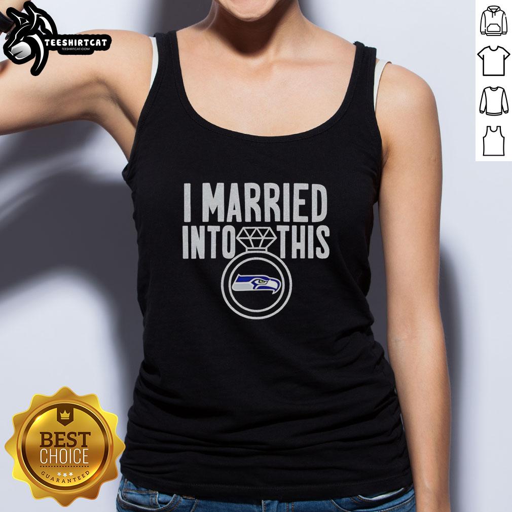 Hot I Married Into This Seattle Seahawks Tank Top on display, showcasing team spirit and trendy fan apparel.