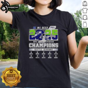 2025 Hot Seattle Seahawks NFC West Division Championship ladies tee featuring team colors and logo.
