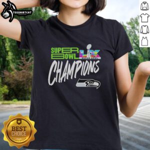Alt Text: Stylish ladies tee featuring the Hot Seattle Seahawks Super Bowl LX Champions 2026 logo in vibrant colors.