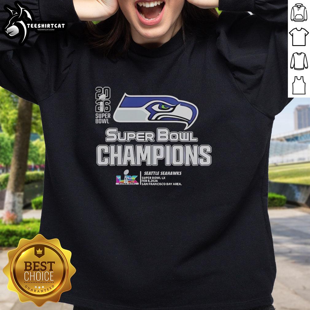 Alt Text: Hot Seattle Seahawks Super Bowl LX Champions 2026 NFL Big Logo Center Sweatshirt for fans and collectors.