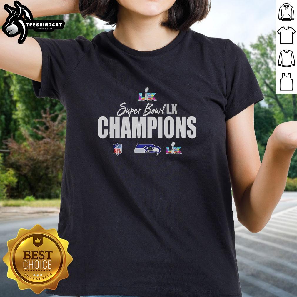 Hot Seattle Seahawks Super Bowl LX Champions 2026 NFL logo ladies tee showcasing team spirit and style.