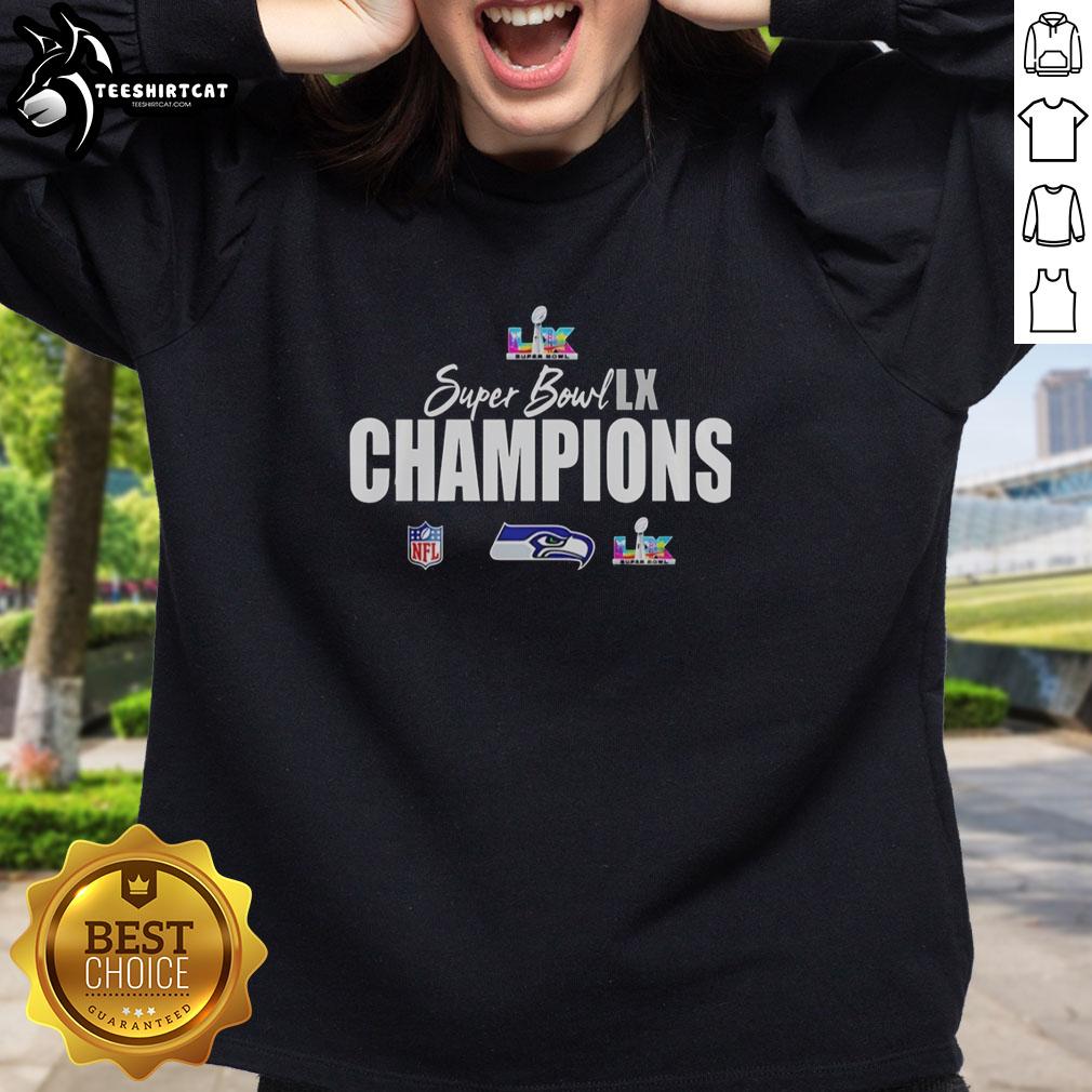 Hot Seattle Seahawks Super Bowl LX Champions 2026 NFL logo sweatshirt featuring vibrant team colors and design.