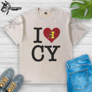 Alt Text: Nice Iowa State Cyclones I Love Cy washed t-shirt featuring vibrant team colors and a stylish design.