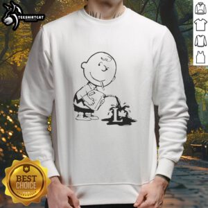 Alt Text: Official Charlie Brown political caricature sweatshirt featuring a cartoon design for fans of Peanuts and political humor.