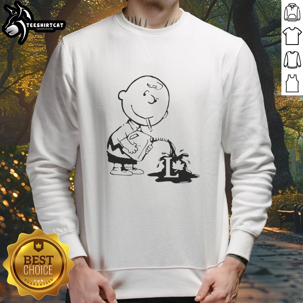 Alt Text: Official Charlie Brown political caricature sweatshirt featuring a cartoon design for fans of Peanuts and political humor.