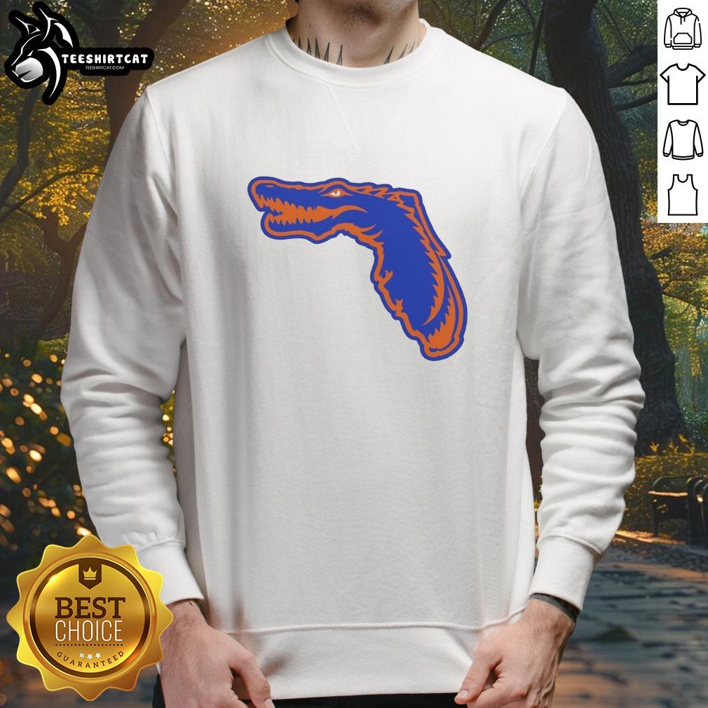 Official Florida Gators map logo mashup sweatshirt showcasing vibrant team colors and unique design.