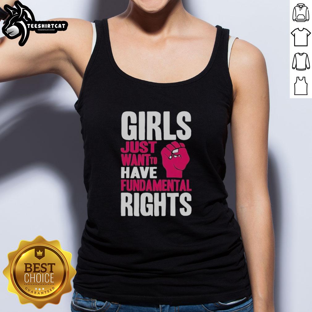 Official Girls Just Want To Have Fundamental Rights Tank Top showcasing a bold feminist message in vibrant colors.