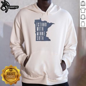 Alt Text: Official I Stand With Minnesota Map 2026 Hoodie featuring a vibrant state map design and stylish lettering.