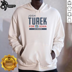 Official Josh Turek for Iowa U.S. Senate logo hoodie featuring a bold design and campaign colors.