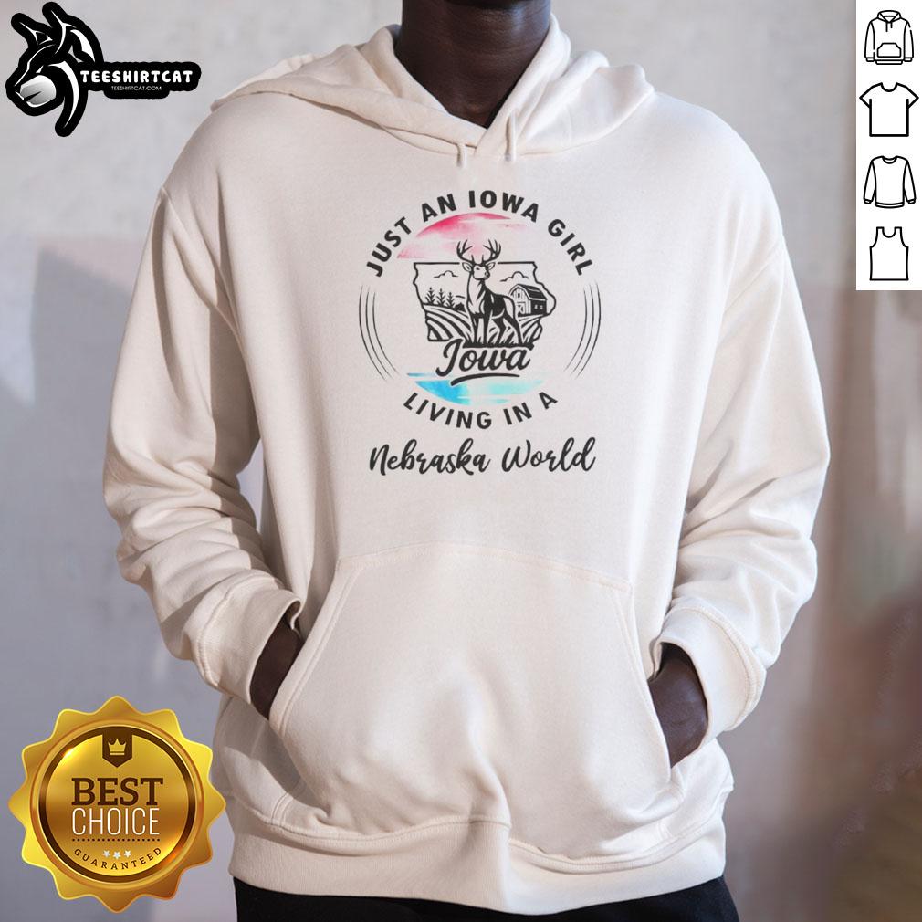 Official Just An Iowa Girl Living In A Nebraska World Hoodie in stylish design, perfect for fans of Midwest pride.