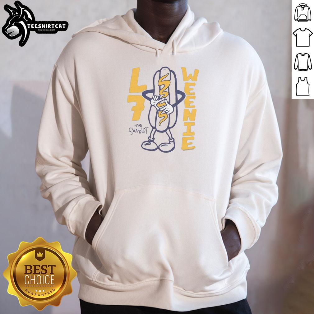 Official The Sandlot L7 Weenie Raglan Hoodie featuring a classic design and comfortable fit for fans of the movie.