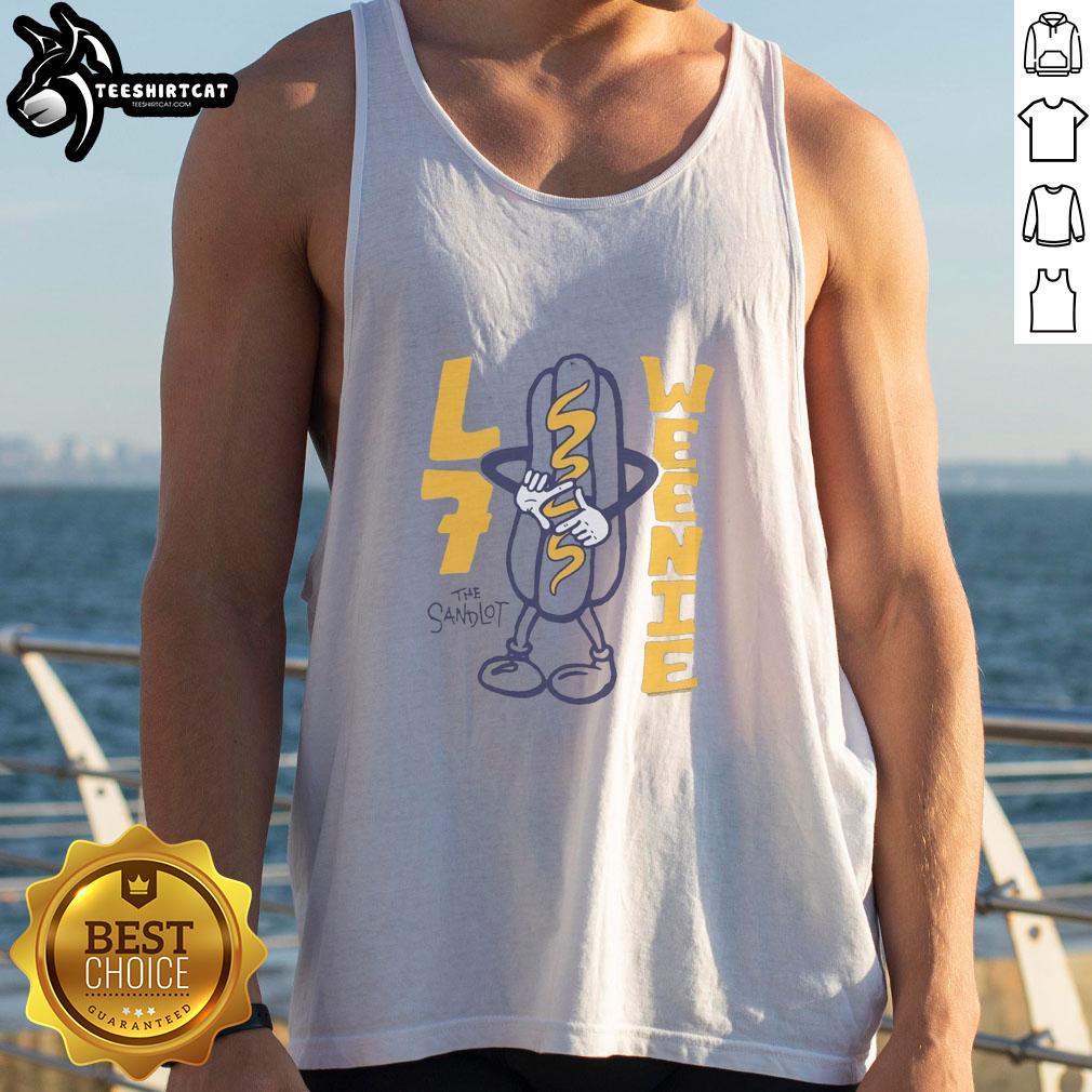 Official The Sandlot L7 Weenie Raglan Tank Top featuring vintage baseball graphics, perfect for fans of the classic film.