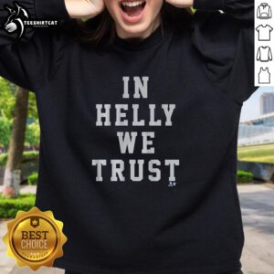 Original Connor Hellebuyck 'In Helly We Trust' sweatshirt featuring bold graphics and a comfortable fit for fans.