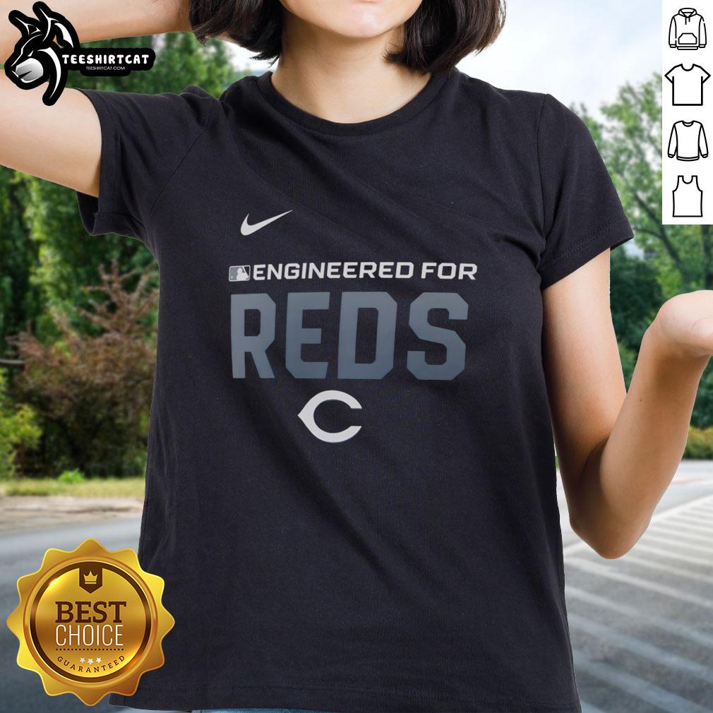 Original Engineered for Cincinnati Reds MLB Ladies Tee in red featuring team logo and stylish design for female fans.