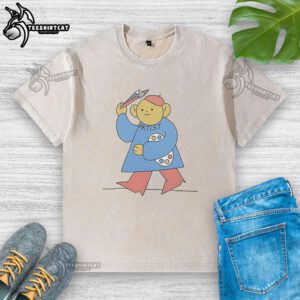 Alt Text: Original I Am Artist cartoon design on a washed t-shirt, featuring vibrant colors and a creative artistic theme.