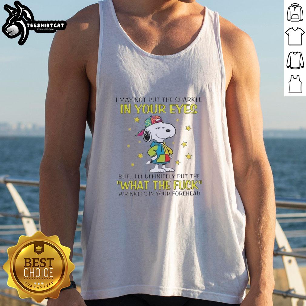 Original Peanuts Snoopy tank top featuring the quote about wrinkles in your forehead, perfect for fans of classic cartoons.