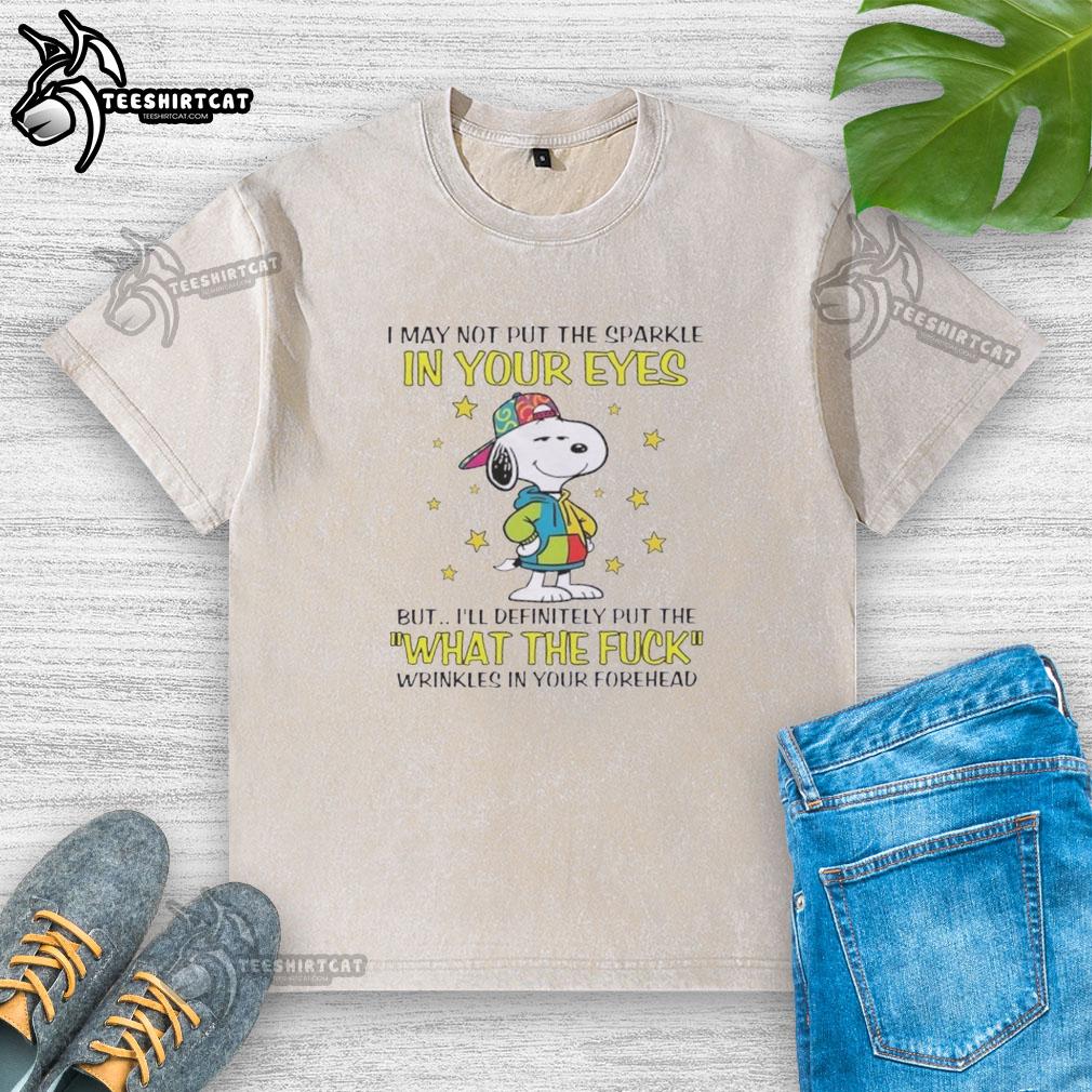Original Peanuts Snoopy t-shirt featuring the quote about wrinkles and sparkle, perfect for fans of classic cartoon apparel.