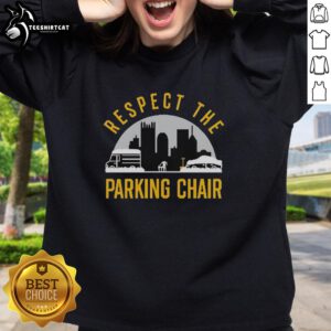 Alt Text: Original Respect The Parking Chair Shadow sweatshirt featuring a city skyline design, perfect for urban fashion lovers.