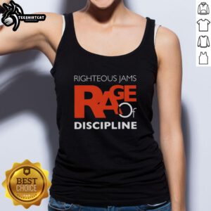 Original Righteous Jams Rage of Discipline tank top in black, featuring bold graphics and a comfortable fit for casual wear.