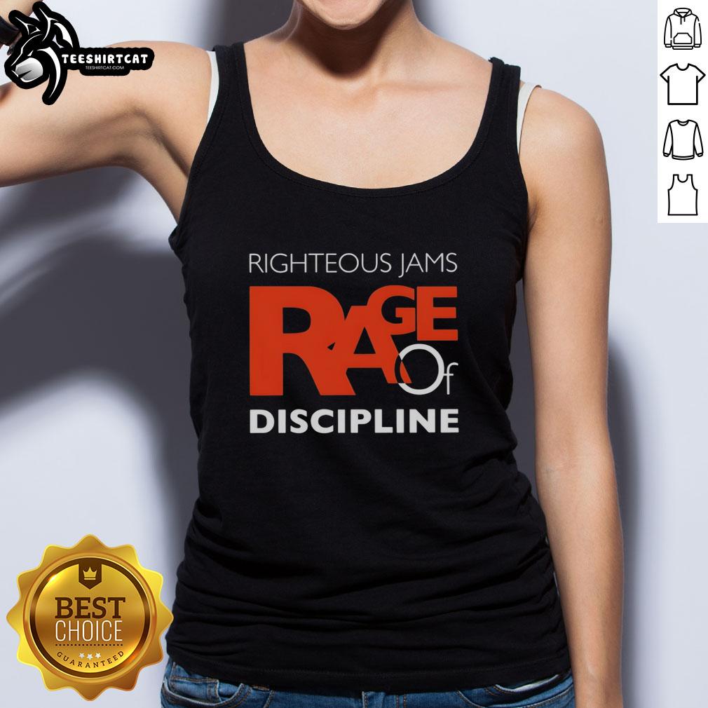 Original Righteous Jams Rage of Discipline tank top in black, featuring bold graphics and a comfortable fit for casual wear.