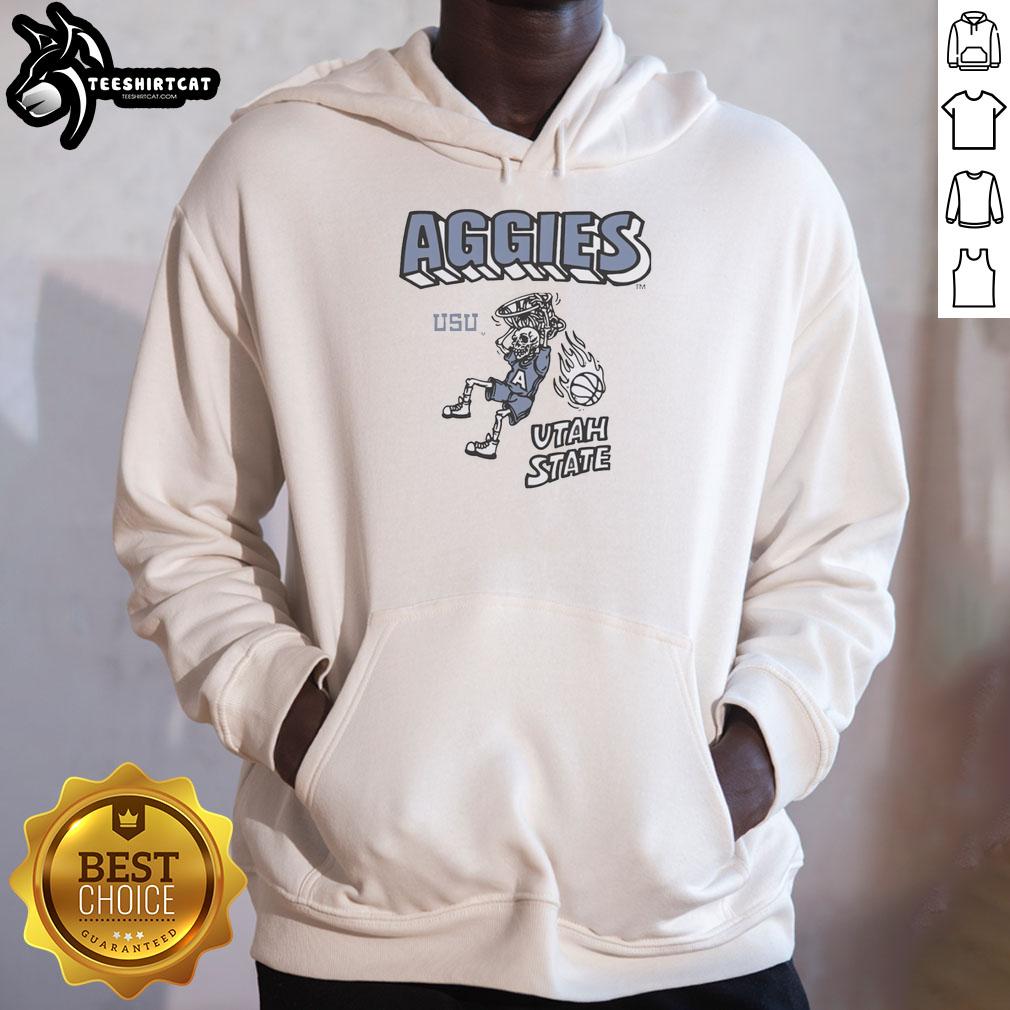 Alt Text: Original Utah State Aggies Skeleton Hoodie featuring a unique design, perfect for fans and casual wear.