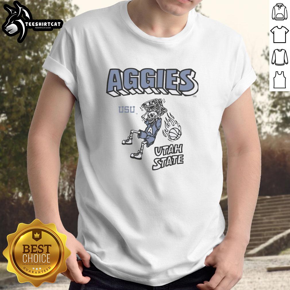 Original Utah State Aggies Skeleton T-Shirt featuring a unique skull design for fans and supporters of the Aggies.