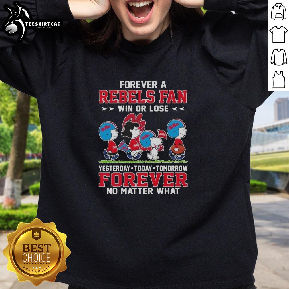 Peanuts Snoopy and Friends Forever sweatshirt for Ole Miss Rebels fans, perfect for game day win or lose.